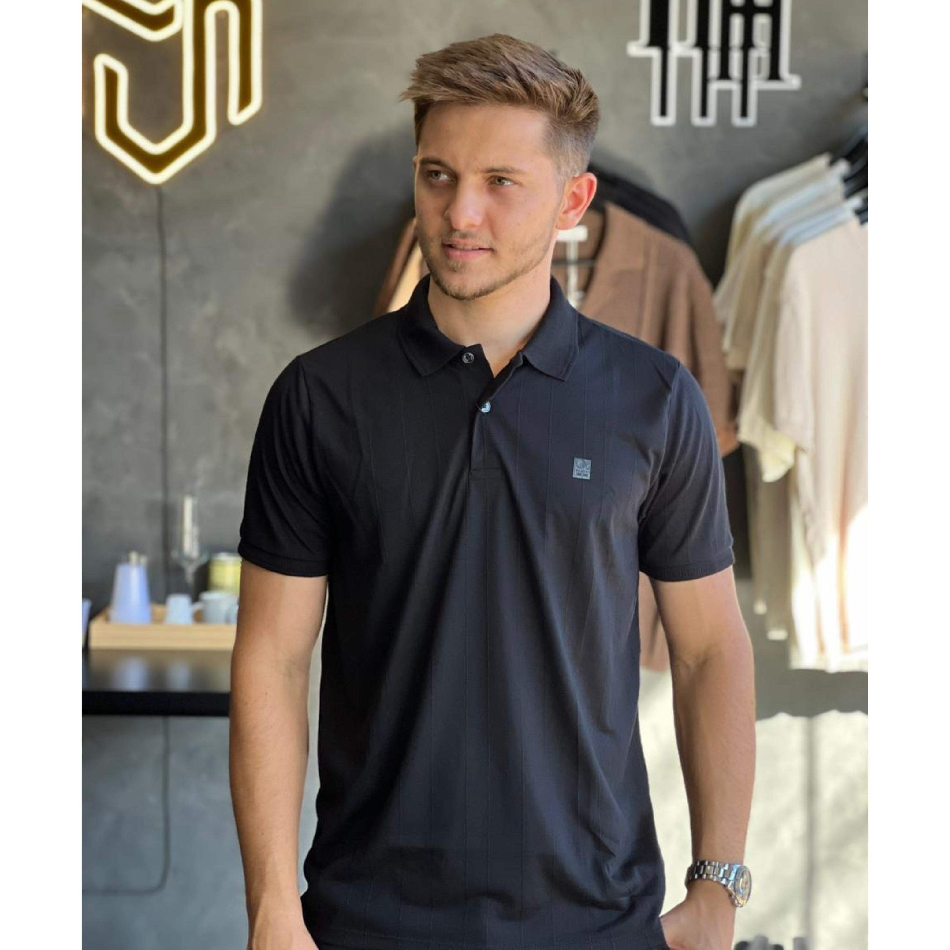 Camisa Polo preta - OGOCHI