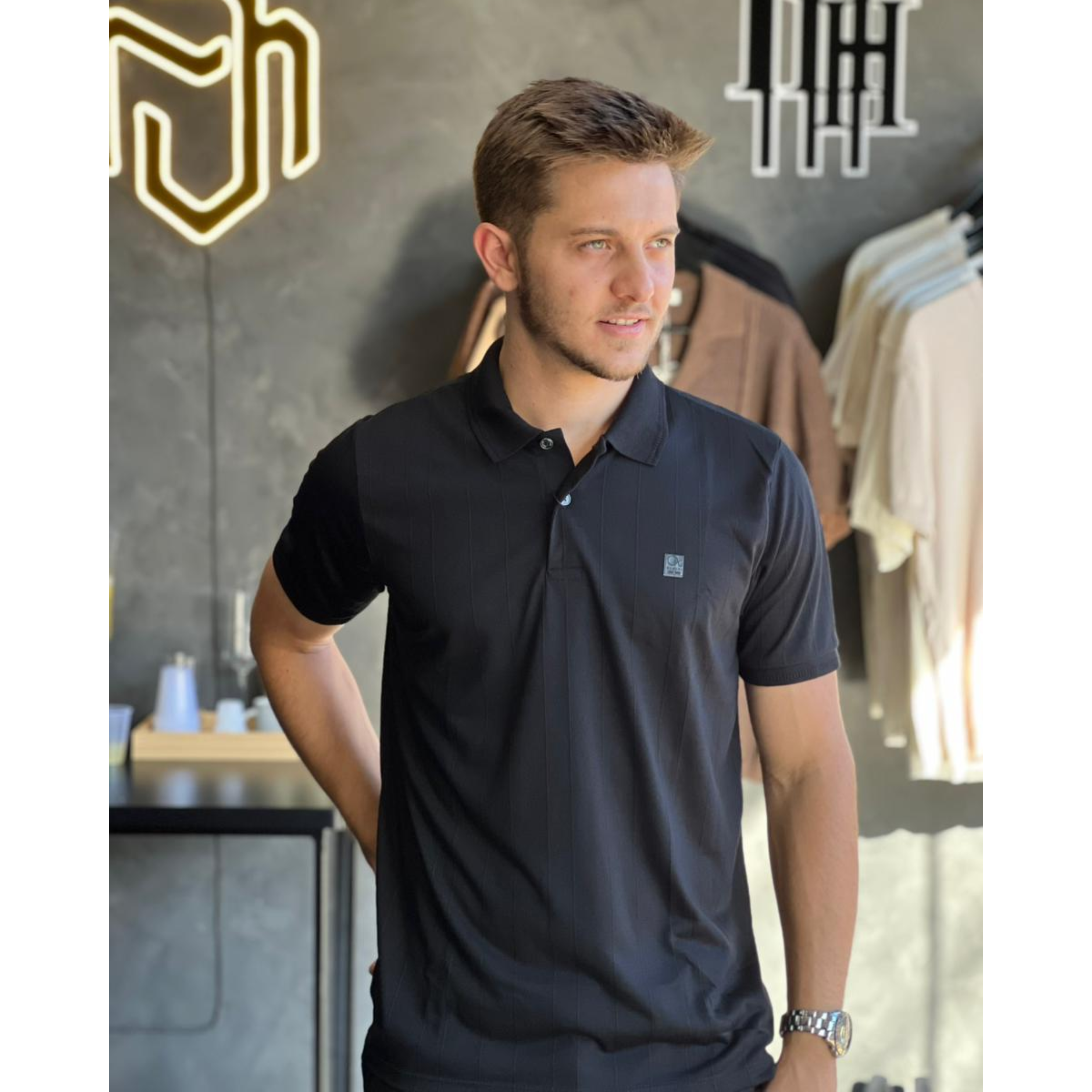 Camisa Polo preta - OGOCHI