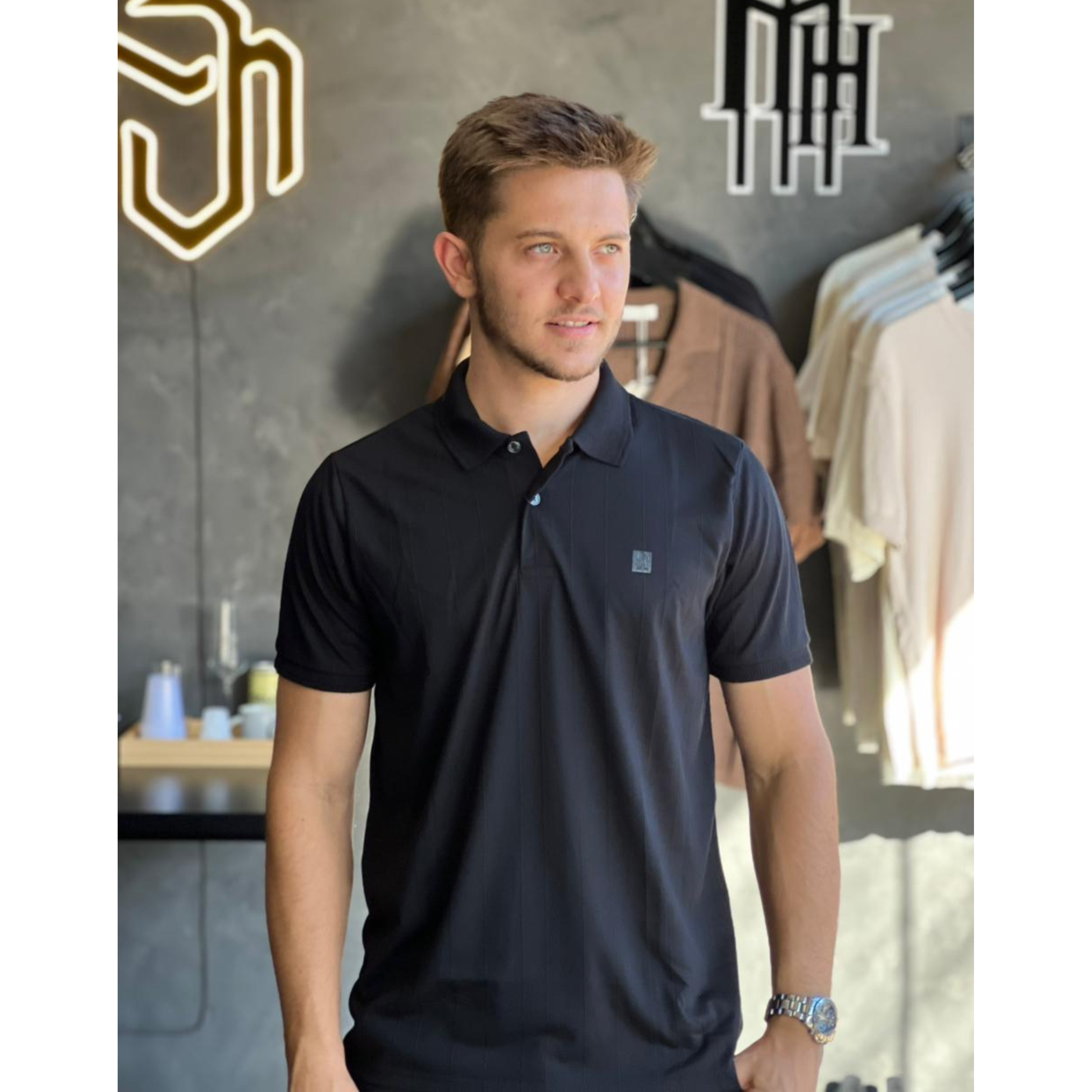 Camisa Polo preta - OGOCHI