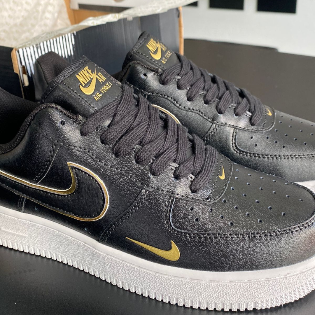 Gold black air force hot sale ones