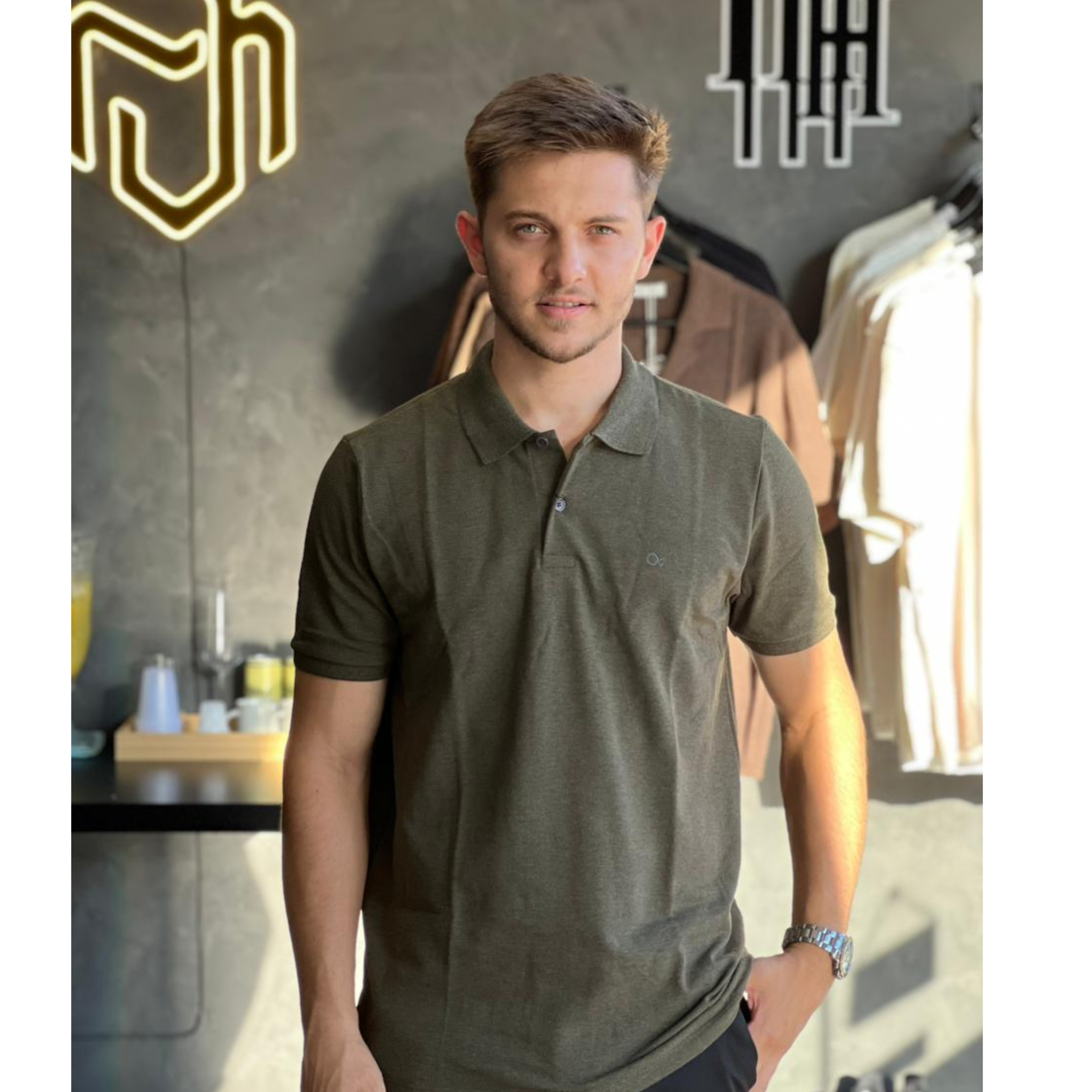 Camisa Polo verde Escura - Ogochi