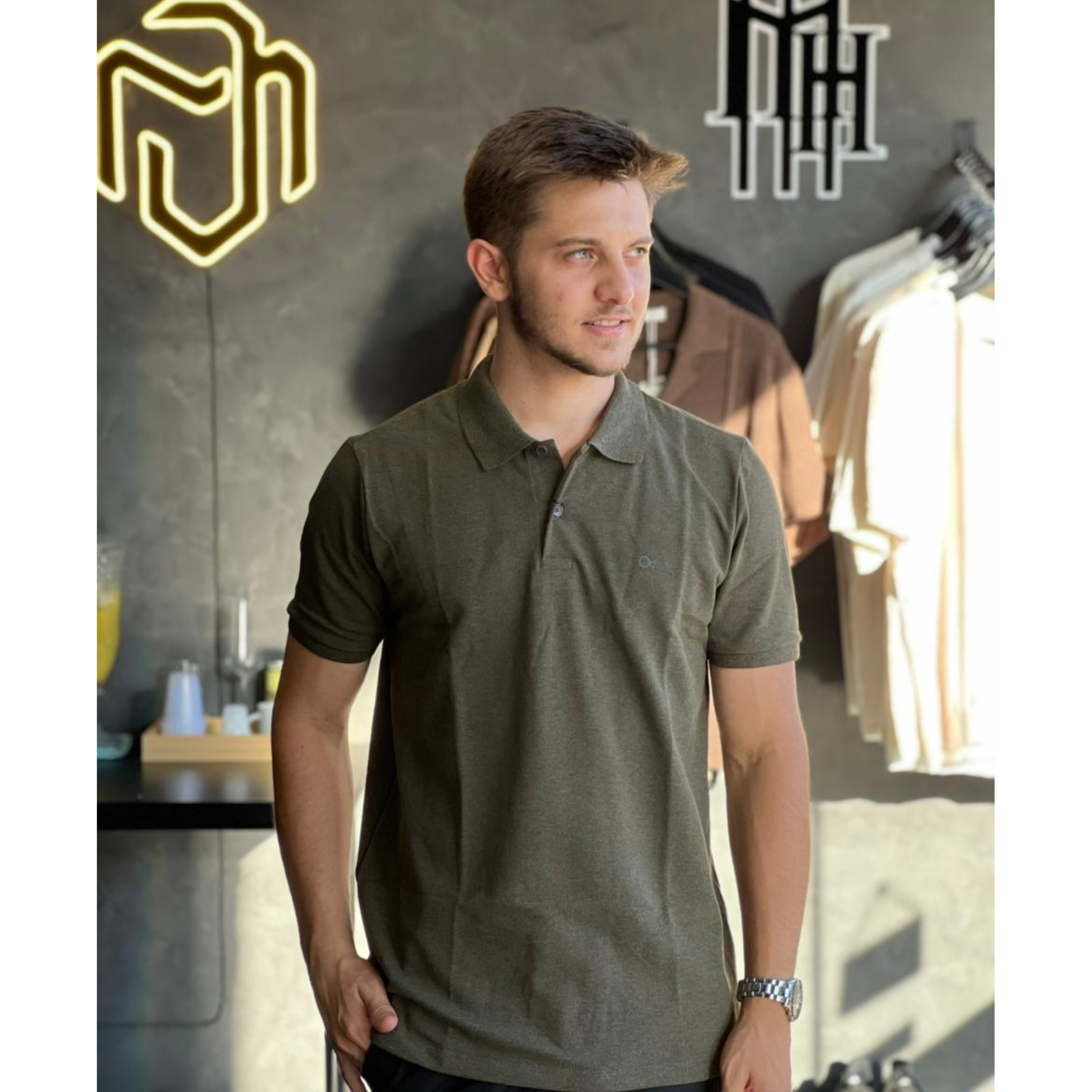 Camisa Polo verde Escura - Ogochi